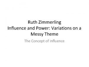 Ruth Zimmerling Influence and Power Variations on a