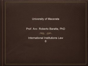 University of Macerata Prof Avv Roberto Baratta Ph