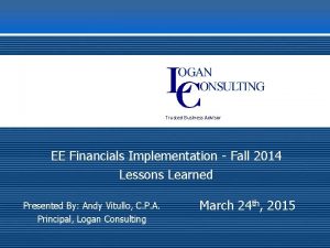 Trusted Business Advisor EE Financials Implementation Fall 2014