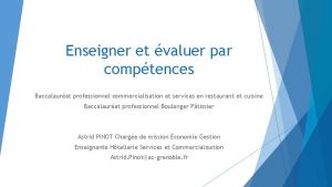 Enseigner et valuer par comptences Baccalaurat professionnel commercialisation