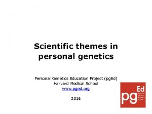 Scientific themes in personal genetics Personal Genetics Education