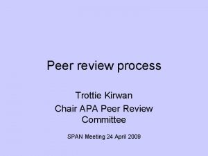 Peer review process Trottie Kirwan Chair APA Peer