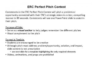 ERC Perfect Pitch Contestants in the ERC Perfect