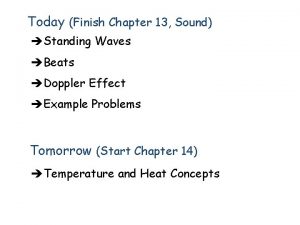 Today Finish Chapter 13 Sound Standing Waves Beats