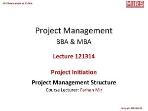 Skill Development at its Best Project Management BBA