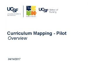 Curriculum Mapping Pilot Overview 04142017 Pilot Overview What