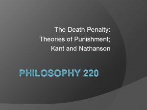 The Death Penalty Theories of Punishment Kant and