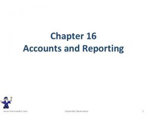 Chapter 16 Accounts and Reporting www learnnowbiz com
