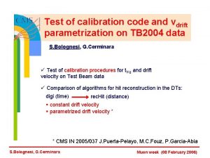 Test of calibration code and vdrift parametrization on