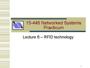 15 446 Networked Systems Practicum Lecture 6 RFID