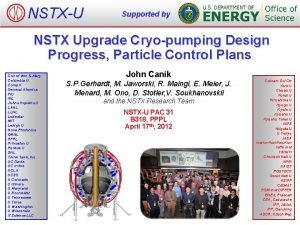 NSTXU Supported by NSTX Upgrade Cryopumping Design Progress