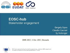 EOSChub Stakeholder engagement Gergely Sipos Claudio Cacciari Sy