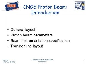 CNGS Proton Beam Introduction General layout Proton beam