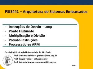 PSI 3441 Arquitetura de Sistemas Embarcados Instrues de