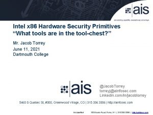 Intel x 86 Hardware Security Primitives What tools