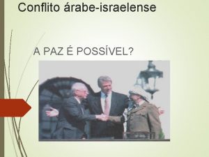 Conflito rabeisraelense A PAZ POSSVEL Origens do conflito