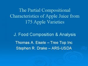 The Partial Compositional Characteristics of Apple Juice from