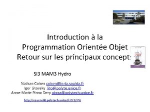 Introduction la Programmation Oriente Objet Retour sur les