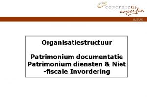180702 Organisatiestructuur Patrimonium documentatie Patrimonium diensten Niet fiscale