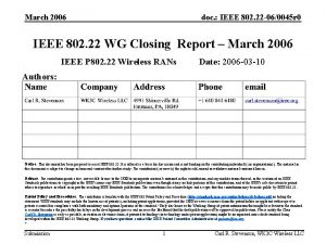 March 2006 doc IEEE 802 22 060045 r