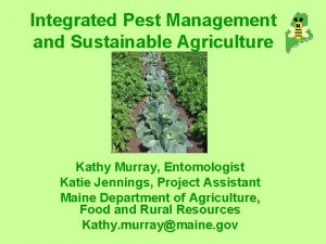 Integrated Pest Management and Sustainable Agriculture Kathy Murray