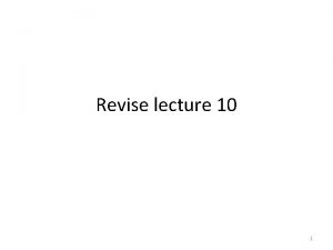 Revise lecture 10 1 Intangible assets 2 Intangible