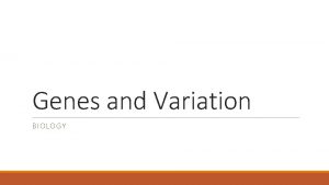 Genes and Variation BIOLOGY Populations and Gene Pools