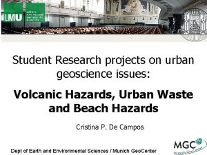 Student Research projects on urban geoscience issues Volcanic