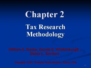 Chapter 2 Tax Research Methodology William A Raabe
