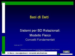 Basi di Dati Sistemi per BD Relazionali Modello