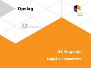 Opslag H 3 Magazijn Logistiek teamleider Stellingen voor