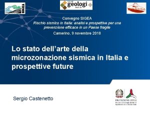 Convegno SIGEA Rischio sismico in Italia analisi e