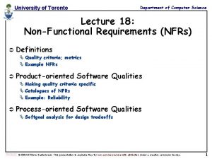 University of Toronto Department of Computer Science Lecture