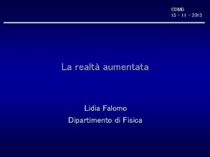 CDMB 13 11 2013 La realt aumentata Lidia