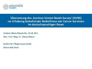 bersetzung des Survivor Unmet Needs Survey SUNS zur