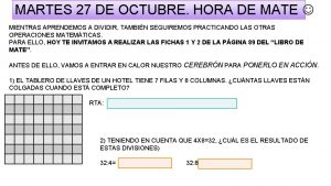 MARTES 27 DE OCTUBRE HORA DE MATE MIENTRAS