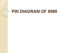 PIN DIAGRAM OF 8085 Introduction to 8085 It