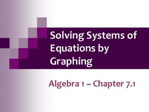 Solving Systems of Equations by Graphing Algebra 1