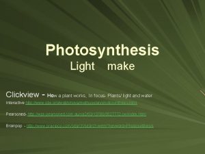 Photosynthesis Light make Clickview How a plant works