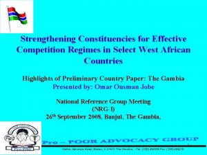 Strengthening Constituencies for Effective Competition Regimes in Select