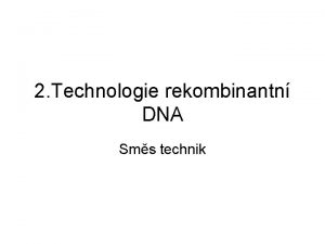 2 Technologie rekombinantn DNA Sms technik Techniky Nkter