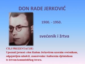 DON RADE JERKOVI 1900 1950 sveenik i rtva