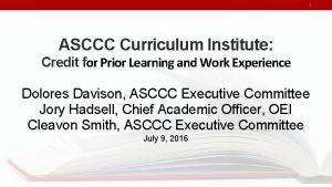 Asccc curriculum institute