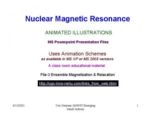 Nuclear Magnetic Resonance ANIMATED ILLUSTRATIONS MS Powerpoint Presentation