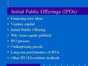 Initial Public Offerings IPOs Financing new ideas Venture