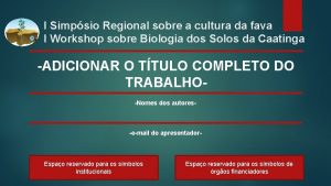 I Simpsio Regional sobre a cultura da fava