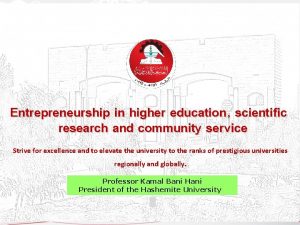 Entrepreneurship in higher education scientific research and community