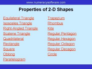 www numeracysoftware com Properties of 2 D Shapes