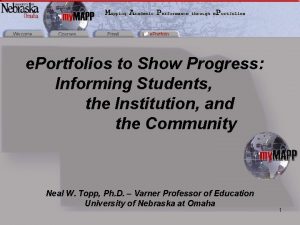 e Portfolios to Show Progress Informing Students the