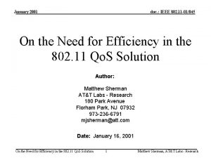 January 2001 doc IEEE 802 11 01045 On